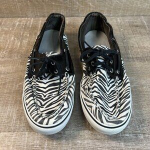 Sperry Top-Sider Women’s Zebra Boat Shoes Size 11 Black White 9770801